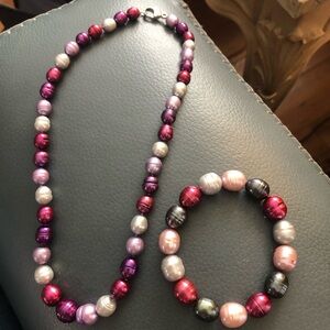 Honora Multicolor Pearl Necklace and Bracelet Set